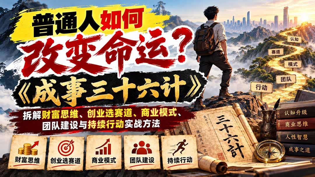 普通人如何改变命运？《成事三十六计》拆解财富思维、创业选赛道、商业模式、团队建设与持续行动实战方法-源创文化