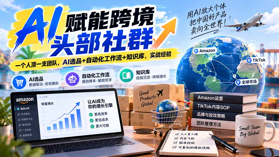 AI赋能跨境头部社群-更新1023：一个人顶一支团队，AI选品+自动化工作流+知识库，实战经验-源创文化