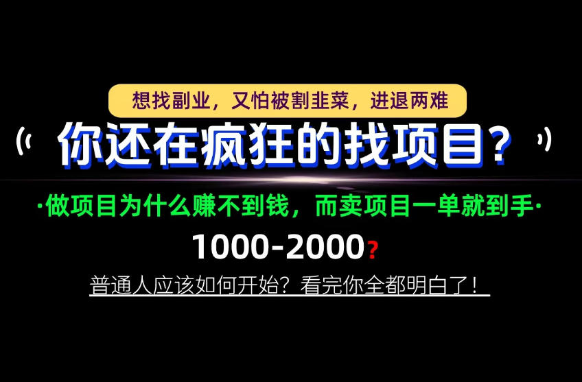 你还在疯狂的找项目？别傻了！卖项目才是真正的一本万利！怎么做，看完你全都明白！【揭秘】-源创文化
