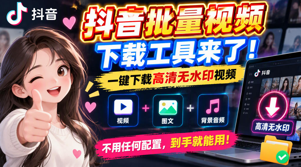 抖音批量视频下载工具,一键下载高清无水印视频,到手就能用-源创文化