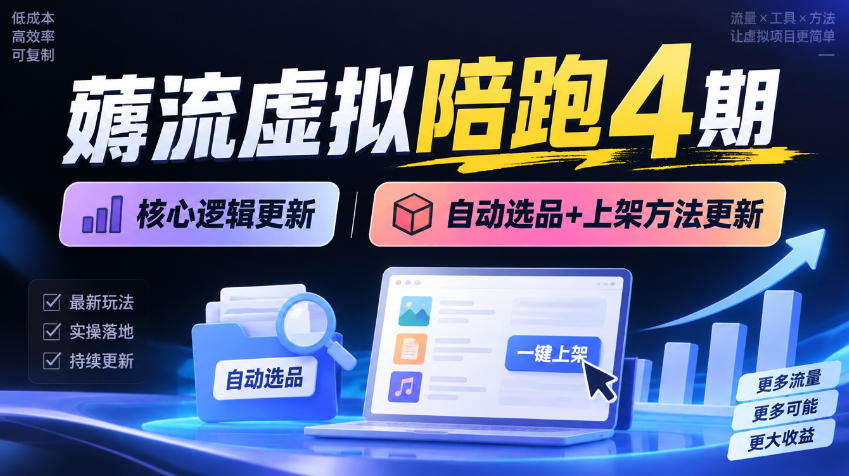 薅流虚拟陪跑4期丨核心逻辑更新丨自动选品+上架方法更新(10月25更新插件玩法和低价玩法)-源创文化