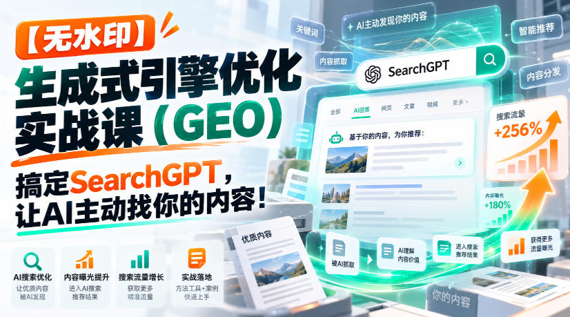【无水印】生成式引擎优化(GEO)实战课:搞定SearchGPT,让AI主动找你的内容!【原创双语字幕】-源创文化