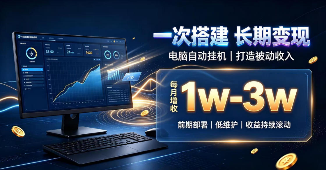 一份投入长期收益，电脑自动挂G类目，搭建被动收入每月增收1w-3w【揭秘】-源创文化