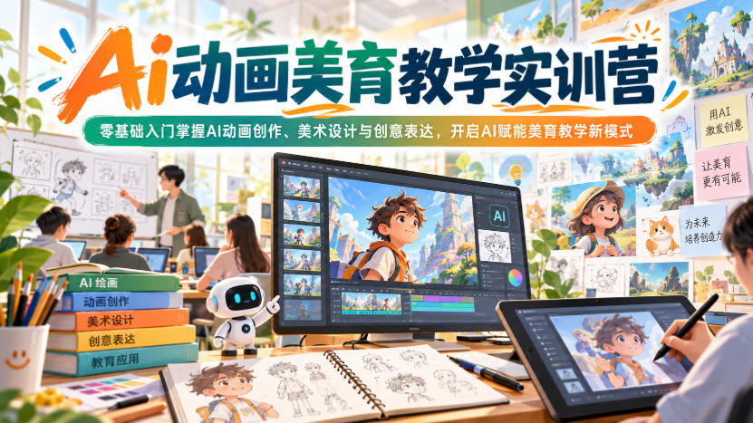 Ai动画美育教学实训营，零基础入门掌握AI动画创作、美术设计与创意表达，开启AI赋能美育教学新模式-源创文化