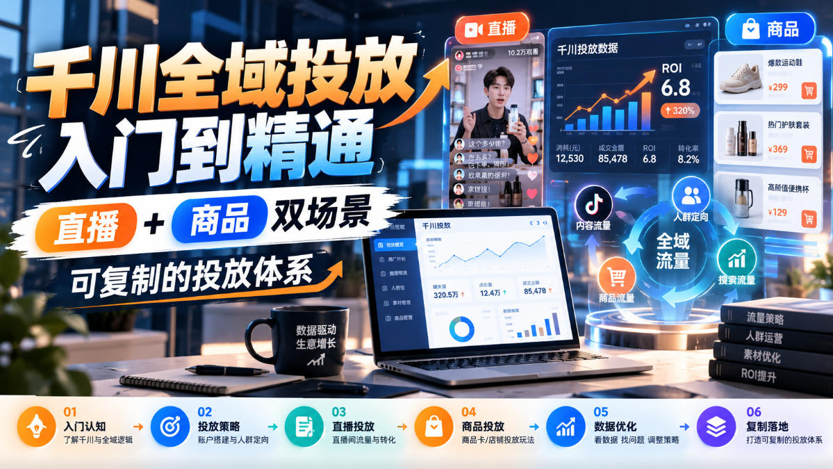 千川全域投放入门到精通，直播+商品双场景，可复制的投放体系(更新1026)-源创文化