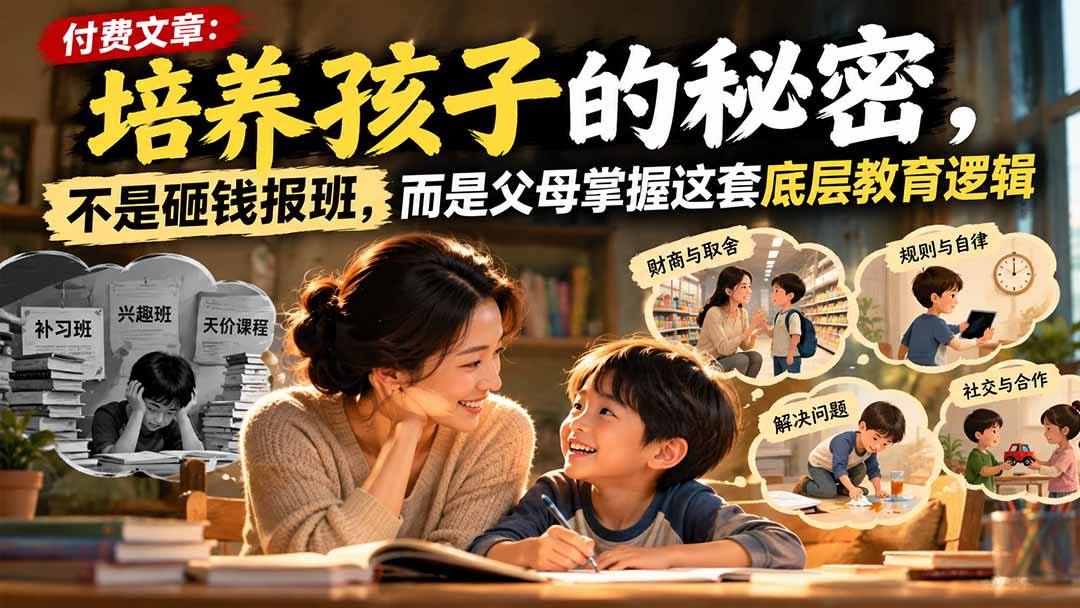 付费文章：培养孩子的秘密，不是砸钱报班，而是父母掌握这套底层教育逻辑-源创文化