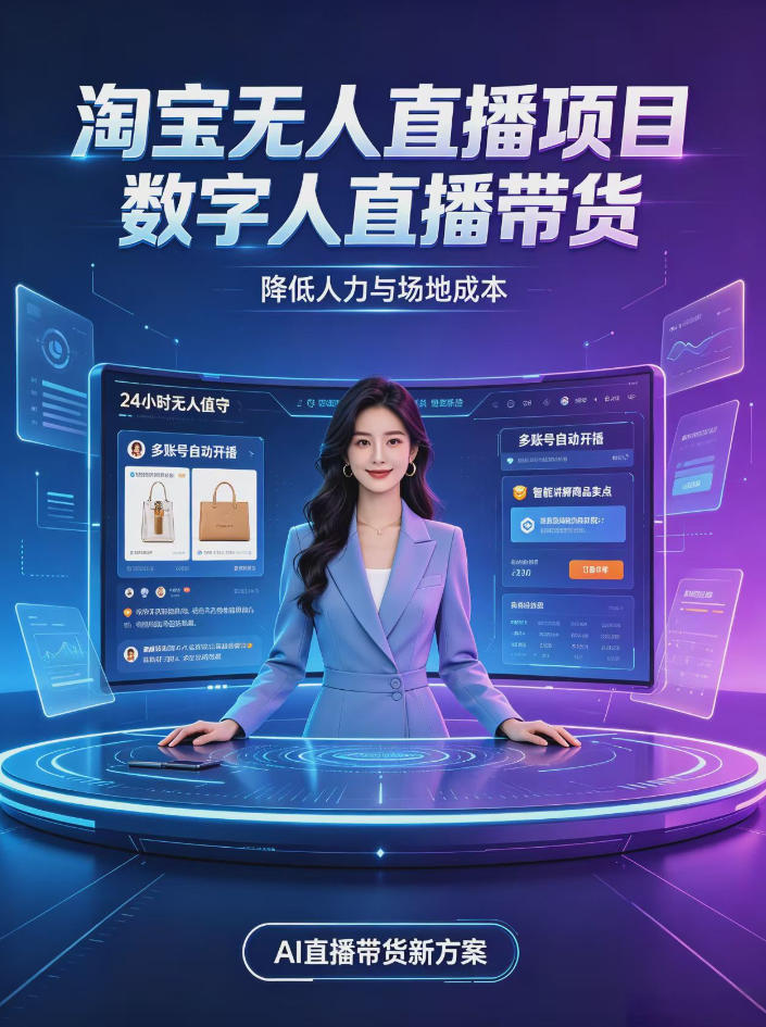 淘宝AI无人直播带货,24小时自动开播低门槛副业,无需真人长时间出镜,持续引流出单【揭秘】-源创文化