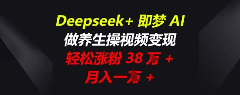 Deepseek+即梦AI，做养生操视频变现，轻松涨粉38W+，月入一W+-源创文化