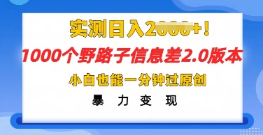 2025抖音1000个野路子信息差最新玩法，一分钟过原创，暴力变现月入几k-源创文化