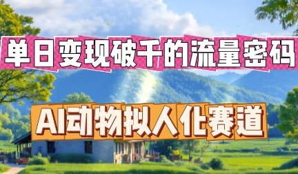 单日变现破k的流量密码，AI动物拟人化赛道-源创文化