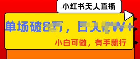 小红书无人直播，纯小白可做，有手就行，单场直播销售额破8w-源创文化