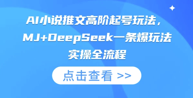 AI小说推文高阶起号玩法，MJ+DeepSeek一条爆玩法实操全流程-源创文化