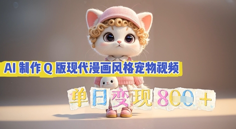 AI制作Q版现代漫画风格宠物视频，单日变现几张-源创文化