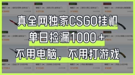真全网独家CSGO挂G，单日捡漏1k+【揭秘】-源创文化