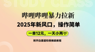 哔哩哔哩暴力拉新：2025年新风口，一单12元，一天数张(附开白渠道和保姆级教程)-源创文化