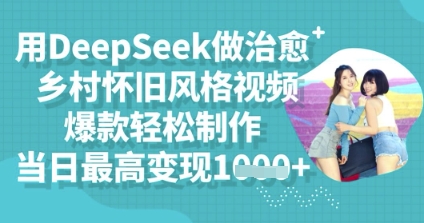 用DeepSeek做治愈乡村怀旧风格视频，爆款轻松制作，当日最高变现多张-源创文化